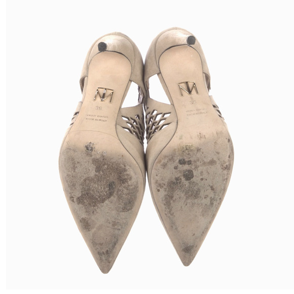 Tamara Mellon 6 Femme 90 Suede Ankle Boots Lasercut Pointed Toe Booties Cream 36 - Picture 7 of 10